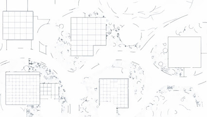 Abstract Blueprint City Map Vector Illustration Top View