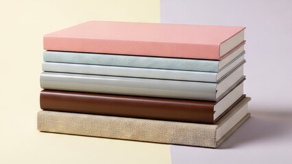Stack of Blank Notebooks and Books
