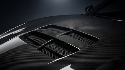 Textured Carbon Fiber Automotive Hood Vents Close Up