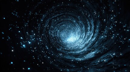 futuristic data stream tunnel with glowing blue particles