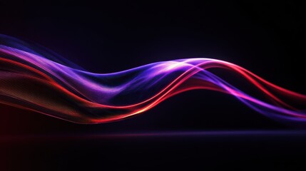 vibrant neon light wave in red and purple gradient on black background