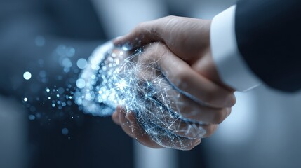 digital procurement process handshake technology businessman selecting a procurement process on a digital interface