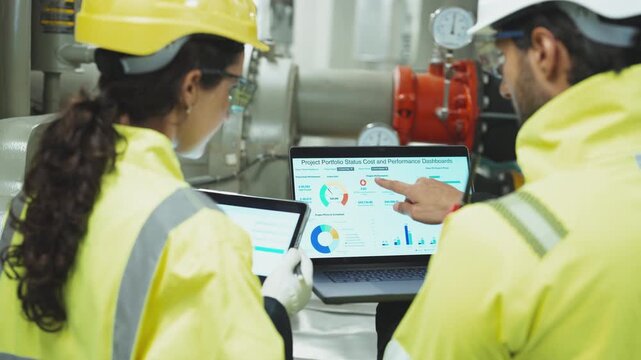 Professional oversight of the complex pipeline infrastructure connecting the cooling tower to the large industrial air chiller system.