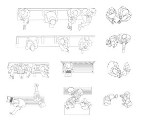 Overhead View People for CAD Projects, Interior and Urban Floor Plans © Francesca