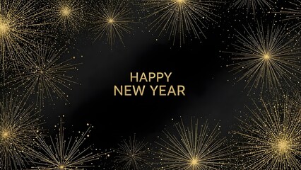 Naklejka premium Festive happy new year background with golden glitter and sparkling lights for celebrations
