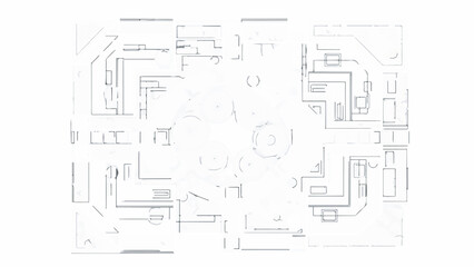 Faint Abstract Geometric Lines Pattern. Futuristic Technology Schematic Background.