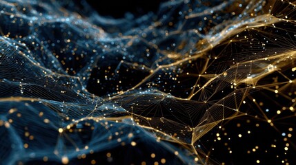 blue and gold digital network weave