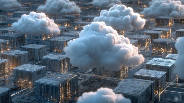 digital cloud computing network with interconnected server blocks and data transfer technology for global storage processing and big data management - Powered by Adobe