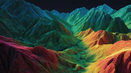 vivid digital terrain with peaks and valleys illustrating market dynamics