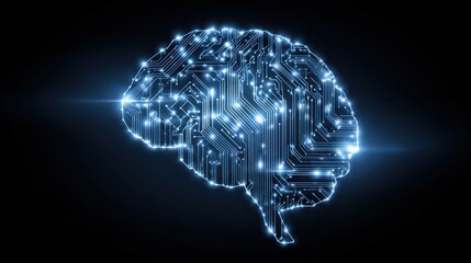 futuristic glowing brain circuit concept symbolizing artificial intelligence and neural network processing
