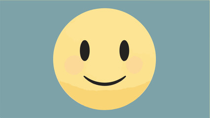Minimalist Flat Vector Smiley Face Icon on Blue Background