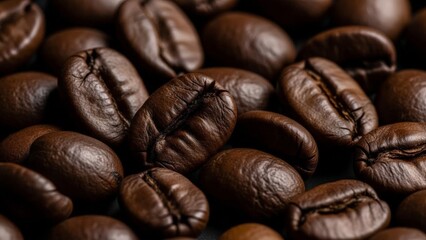 Obraz premium Rich Dark Coffee Beans Close Up Macro