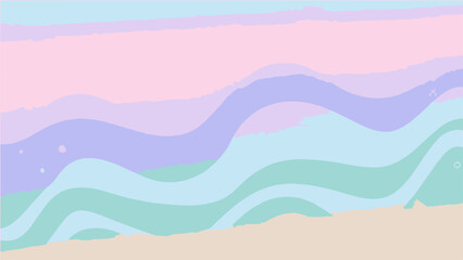 Obraz premium Flat Vector Abstract Landscape with Wavy Pastel Layers and Curves