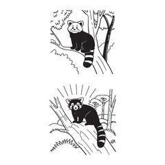 Red Panda Illustrations in Forest Trees