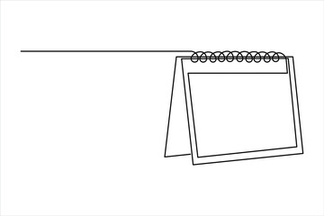 Table calendar continuous one line art drawing of design and happy new years icon vector illustration memorable moment