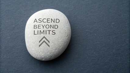 Stone With Ascend Beyond Limits Text And Upward Arrow