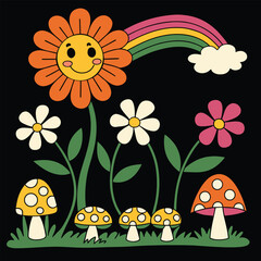 A retro style sunflower vector design