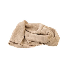 Rustic light brown fabric isolated over white background