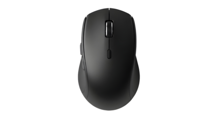 Modern black computer mouse isolated on transparent background