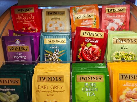 Airolo,Switzerland-Sep.30th 2025: Twinings brand tea bags