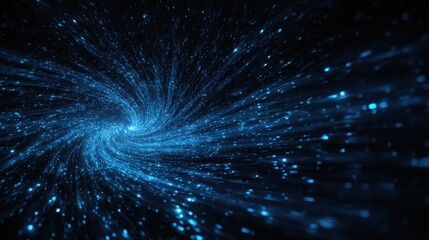 futuristic data stream tunnel with glowing blue particles