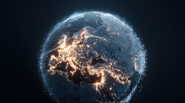a glowing digital globe illustrating migration pathways symbolizing ai technology and global connectivity ideal for tech and innovation themes frances xavier cabrini day with ai