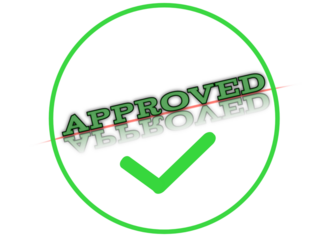 approved stamp on white background