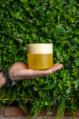 A delicious alcoholic cocktail at the bar. The bartender prepares cocktails