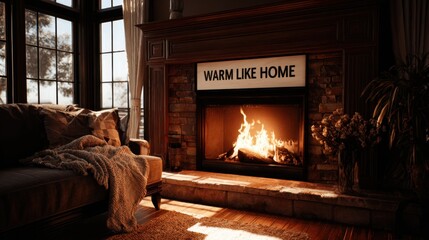 Cozy Living Room with Fireplace and Warm Atmosphere at Home