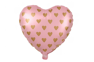 Pink heart foil balloon with gold glitter effect