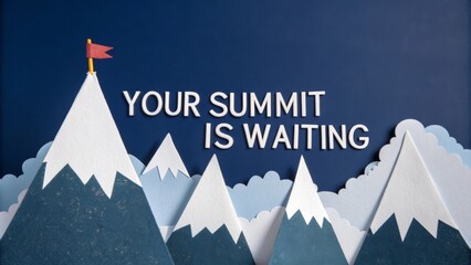 Text on Blue Backdrop Depicting a Mountainous Concept