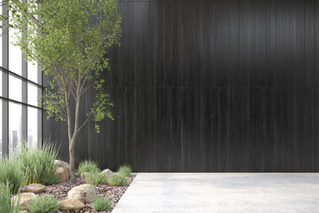 Modern style empty conceptual reception interior room 3d illustration