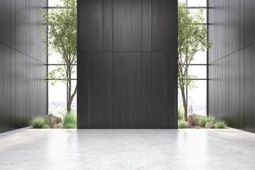 Modern style empty conceptual reception interior room 3d illustration