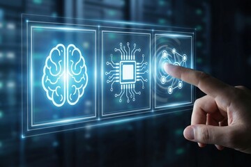 AI Dashboard Hologram. Futuristic Tech Activation Interface.