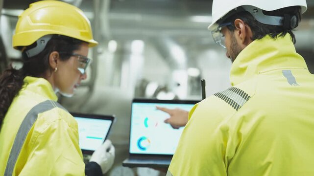 Ensuring operational longevity: an engineer assesses the coolant distribution pipeline for the industrial cooling tower and HVAC unit.