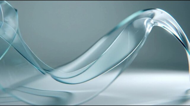 Abstract glass wave sculpture with soft lighting and elegant curves