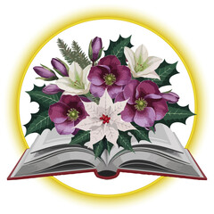 open book with flowers