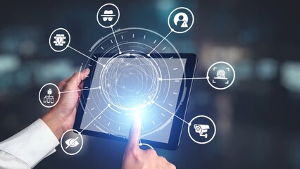 Cyber security icons show cyber attack defense, malware protection, and data security....