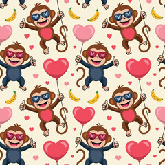 seamless pattern with hearts and flowers