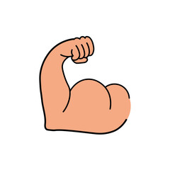 Cartoon biceps. Strong bicep. Athlete's biceps. Arm muscle. Logo of fitness, workout, bodybuilder. Vector