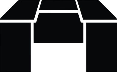Heavy pedestal office desk vector icon, solid block table furniture, corporate workstation silhouette