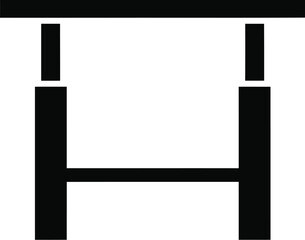 H-frame metal desk vector icon, industrial table structure, simple commercial furniture graphic