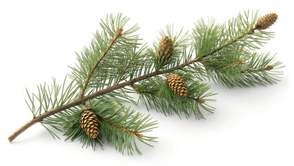 pine branch isolated on white background