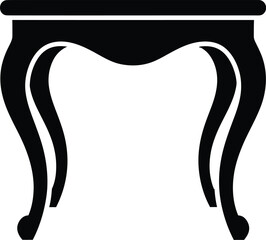 Antique vintage table vector silhouette, classic ornate furniture, rococo desk icon, elegant retro stand