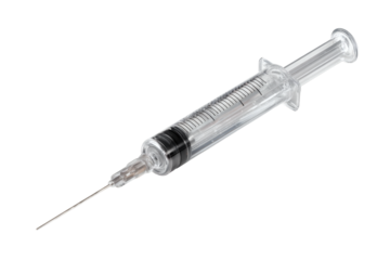 Clear syringe with needle on black backdrop offers versatile medical or pharmaceutical concepts for healthcare and science projects today