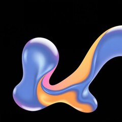 Fototapeta premium Neon liquid abstract 3d ribbon on black background