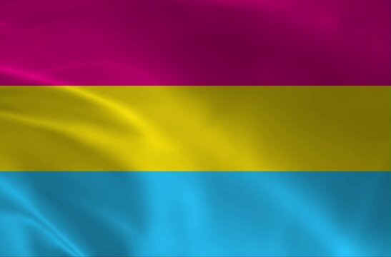The LGBTQ Pansexual Pride Flag Waving Slowly, Featuring Pink, Yellow, and Blue for Inclusive Attraction.