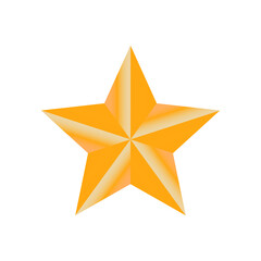 Vibrant golden five-point star graphic, shiny and reflective. isolated on transparent background