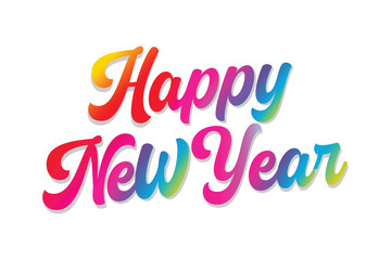 Colorful Happy New Year Text Vector Typography in Clean Background © RMNKO