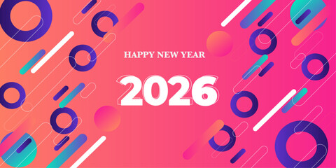Happy new year 2026 geometric background vector illustration